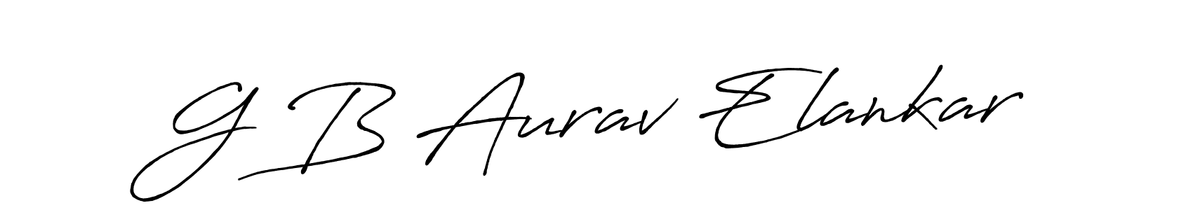 How to make G B Aurav Elankar name signature. Use Antro_Vectra_Bolder style for creating short signs online. This is the latest handwritten sign. G B Aurav Elankar signature style 7 images and pictures png