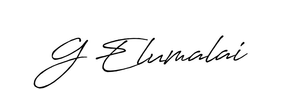 Also You can easily find your signature by using the search form. We will create G Elumalai name handwritten signature images for you free of cost using Antro_Vectra_Bolder sign style. G Elumalai signature style 7 images and pictures png