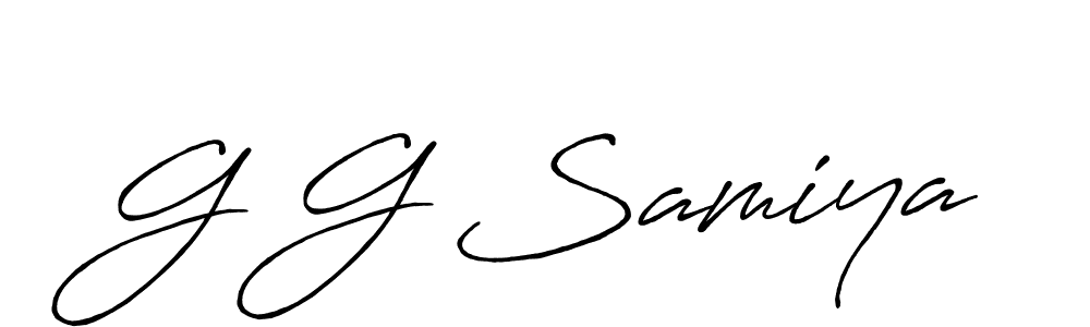 if you are searching for the best signature style for your name G G Samiya. so please give up your signature search. here we have designed multiple signature styles  using Antro_Vectra_Bolder. G G Samiya signature style 7 images and pictures png