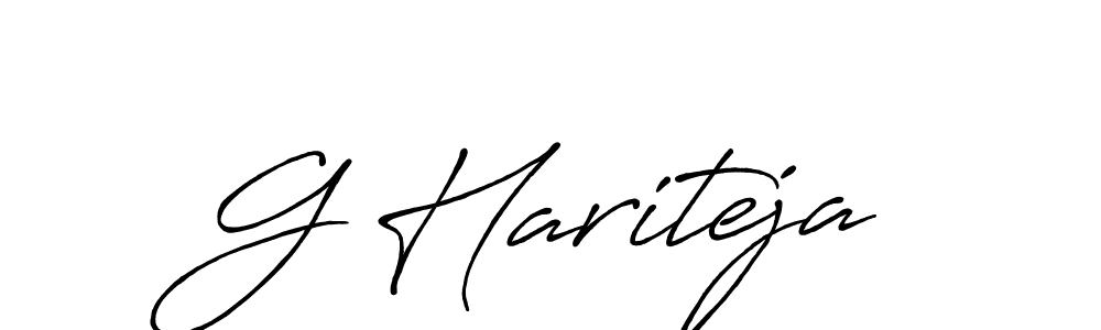 Use a signature maker to create a handwritten signature online. With this signature software, you can design (Antro_Vectra_Bolder) your own signature for name G Hariteja. G Hariteja signature style 7 images and pictures png