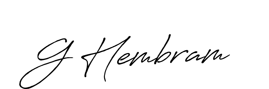 The best way (Antro_Vectra_Bolder) to make a short signature is to pick only two or three words in your name. The name G Hembram include a total of six letters. For converting this name. G Hembram signature style 7 images and pictures png