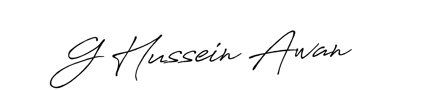 Create a beautiful signature design for name G Hussein Awan. With this signature (Antro_Vectra_Bolder) fonts, you can make a handwritten signature for free. G Hussein Awan signature style 7 images and pictures png