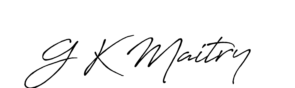 How to make G K Maitry name signature. Use Antro_Vectra_Bolder style for creating short signs online. This is the latest handwritten sign. G K Maitry signature style 7 images and pictures png