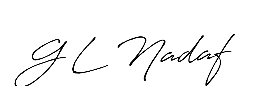 Use a signature maker to create a handwritten signature online. With this signature software, you can design (Antro_Vectra_Bolder) your own signature for name G L Nadaf. G L Nadaf signature style 7 images and pictures png