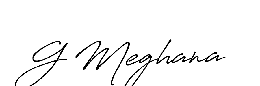 How to make G Meghana name signature. Use Antro_Vectra_Bolder style for creating short signs online. This is the latest handwritten sign. G Meghana signature style 7 images and pictures png