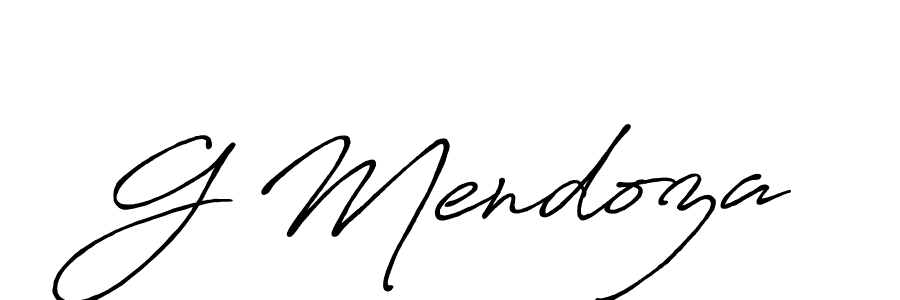 Make a beautiful signature design for name G Mendoza. With this signature (Antro_Vectra_Bolder) style, you can create a handwritten signature for free. G Mendoza signature style 7 images and pictures png