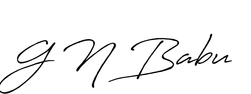 The best way (Antro_Vectra_Bolder) to make a short signature is to pick only two or three words in your name. The name G N Babu include a total of six letters. For converting this name. G N Babu signature style 7 images and pictures png