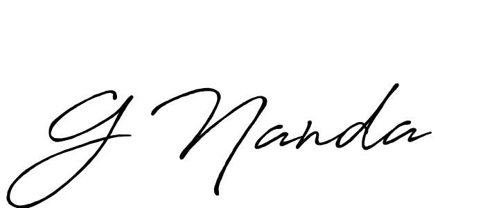 The best way (Antro_Vectra_Bolder) to make a short signature is to pick only two or three words in your name. The name G Nanda include a total of six letters. For converting this name. G Nanda signature style 7 images and pictures png