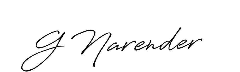 G Narender stylish signature style. Best Handwritten Sign (Antro_Vectra_Bolder) for my name. Handwritten Signature Collection Ideas for my name G Narender. G Narender signature style 7 images and pictures png