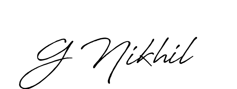 if you are searching for the best signature style for your name G Nikhil. so please give up your signature search. here we have designed multiple signature styles  using Antro_Vectra_Bolder. G Nikhil signature style 7 images and pictures png