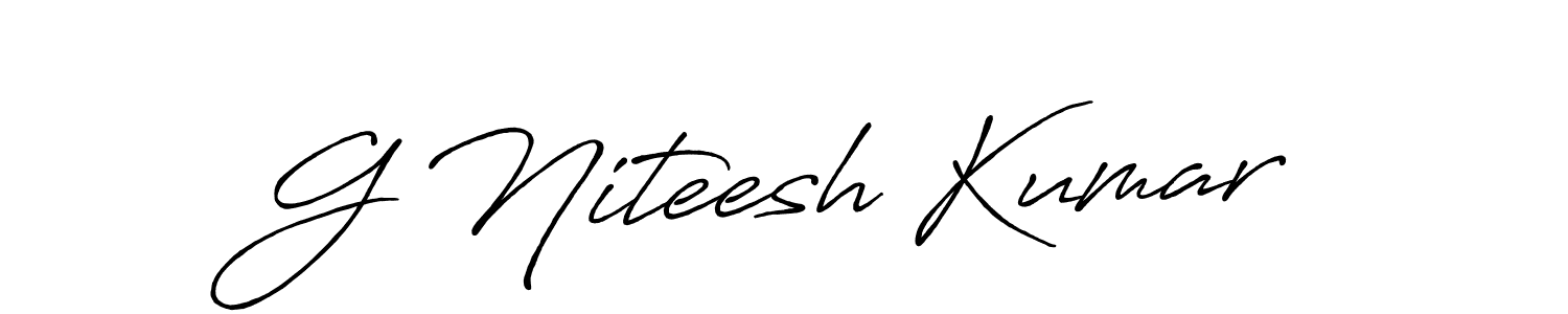 How to make G Niteesh Kumar signature? Antro_Vectra_Bolder is a professional autograph style. Create handwritten signature for G Niteesh Kumar name. G Niteesh Kumar signature style 7 images and pictures png