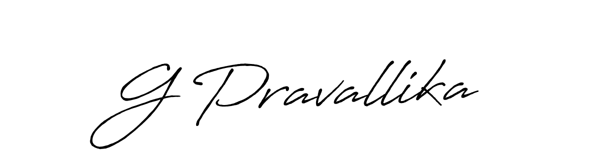 The best way (Antro_Vectra_Bolder) to make a short signature is to pick only two or three words in your name. The name G Pravallika include a total of six letters. For converting this name. G Pravallika signature style 7 images and pictures png