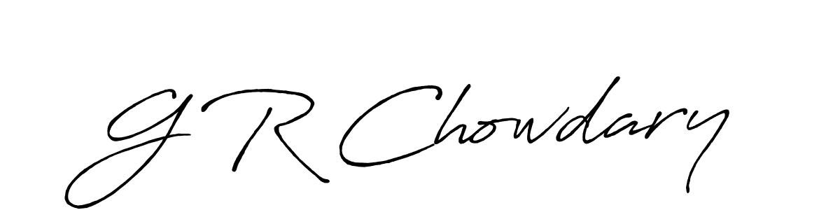 The best way (Antro_Vectra_Bolder) to make a short signature is to pick only two or three words in your name. The name G R Chowdary include a total of six letters. For converting this name. G R Chowdary signature style 7 images and pictures png