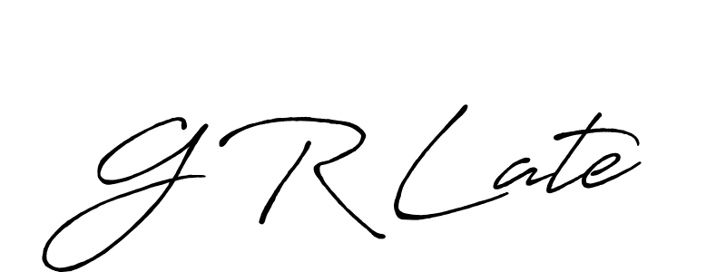 How to make G R Late name signature. Use Antro_Vectra_Bolder style for creating short signs online. This is the latest handwritten sign. G R Late signature style 7 images and pictures png