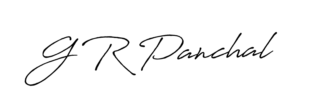 The best way (Antro_Vectra_Bolder) to make a short signature is to pick only two or three words in your name. The name G R Panchal include a total of six letters. For converting this name. G R Panchal signature style 7 images and pictures png