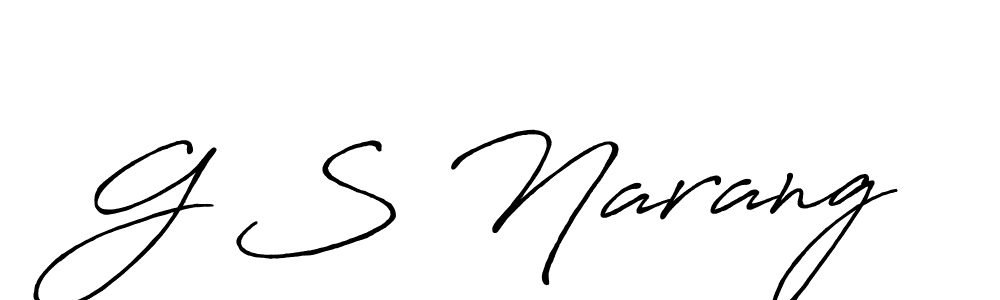 Make a beautiful signature design for name G S Narang. With this signature (Antro_Vectra_Bolder) style, you can create a handwritten signature for free. G S Narang signature style 7 images and pictures png