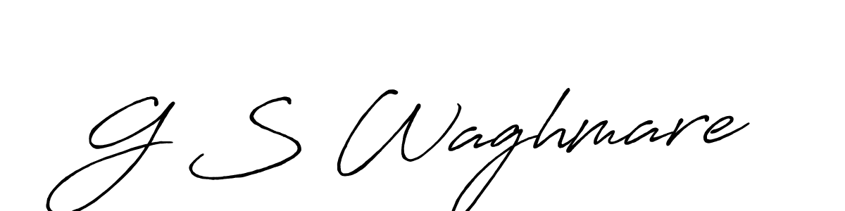 How to make G S Waghmare name signature. Use Antro_Vectra_Bolder style for creating short signs online. This is the latest handwritten sign. G S Waghmare signature style 7 images and pictures png