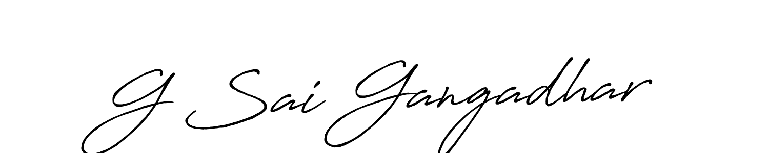 How to make G Sai Gangadhar name signature. Use Antro_Vectra_Bolder style for creating short signs online. This is the latest handwritten sign. G Sai Gangadhar signature style 7 images and pictures png