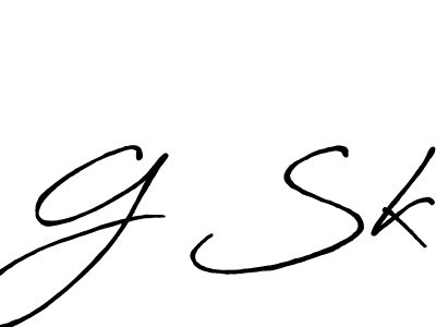 The best way (Antro_Vectra_Bolder) to make a short signature is to pick only two or three words in your name. The name G Sk include a total of six letters. For converting this name. G Sk signature style 7 images and pictures png