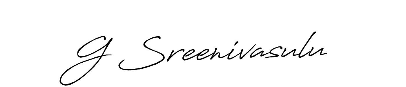 The best way (Antro_Vectra_Bolder) to make a short signature is to pick only two or three words in your name. The name G Sreenivasulu include a total of six letters. For converting this name. G Sreenivasulu signature style 7 images and pictures png