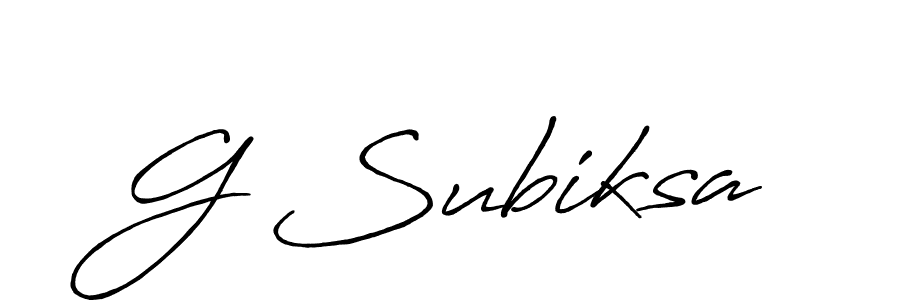 How to make G Subiksa name signature. Use Antro_Vectra_Bolder style for creating short signs online. This is the latest handwritten sign. G Subiksa signature style 7 images and pictures png