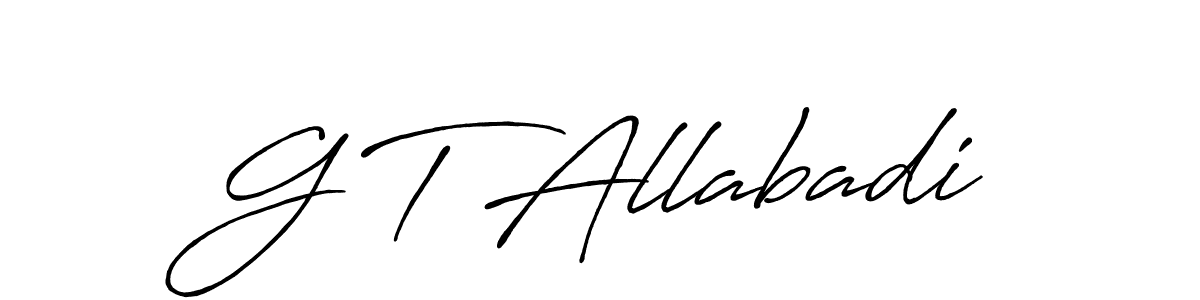 How to make G T Allabadi name signature. Use Antro_Vectra_Bolder style for creating short signs online. This is the latest handwritten sign. G T Allabadi signature style 7 images and pictures png