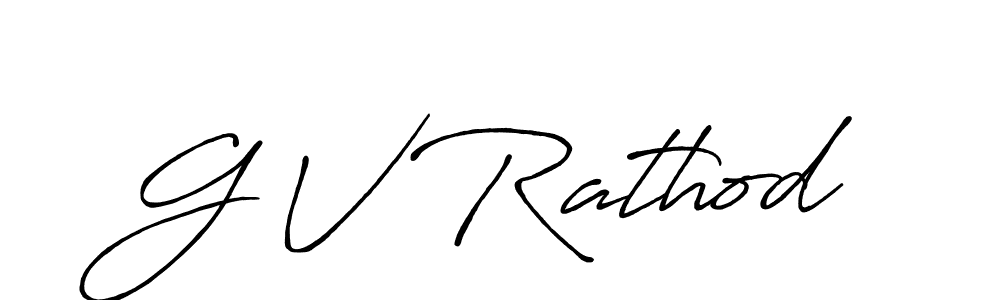 How to make G V Rathod name signature. Use Antro_Vectra_Bolder style for creating short signs online. This is the latest handwritten sign. G V Rathod signature style 7 images and pictures png