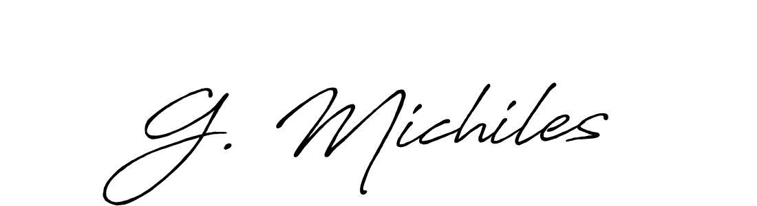 Make a beautiful signature design for name G. Michiles. With this signature (Antro_Vectra_Bolder) style, you can create a handwritten signature for free. G. Michiles signature style 7 images and pictures png