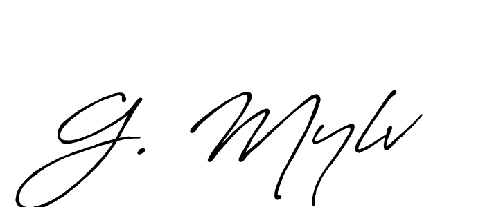 How to make G. Mylv name signature. Use Antro_Vectra_Bolder style for creating short signs online. This is the latest handwritten sign. G. Mylv signature style 7 images and pictures png