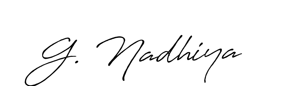 Create a beautiful signature design for name G. Nadhiya. With this signature (Antro_Vectra_Bolder) fonts, you can make a handwritten signature for free. G. Nadhiya signature style 7 images and pictures png