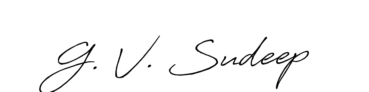 Make a short G. V. Sudeep signature style. Manage your documents anywhere anytime using Antro_Vectra_Bolder. Create and add eSignatures, submit forms, share and send files easily. G. V. Sudeep signature style 7 images and pictures png