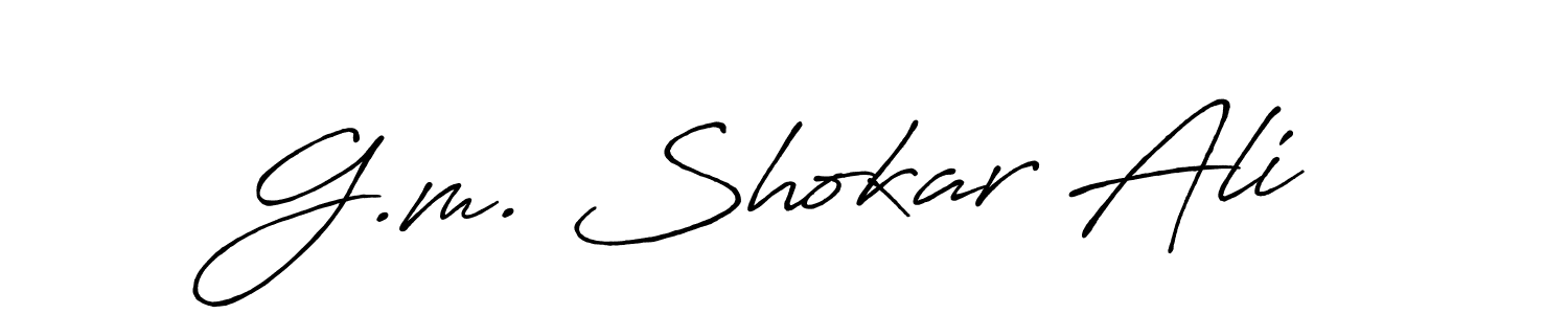 Create a beautiful signature design for name G.m. Shokar Ali. With this signature (Antro_Vectra_Bolder) fonts, you can make a handwritten signature for free. G.m. Shokar Ali signature style 7 images and pictures png