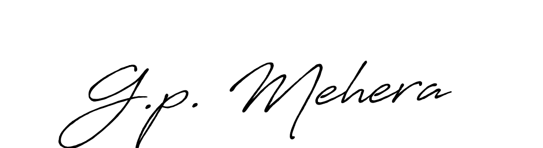 Create a beautiful signature design for name G.p. Mehera. With this signature (Antro_Vectra_Bolder) fonts, you can make a handwritten signature for free. G.p. Mehera signature style 7 images and pictures png