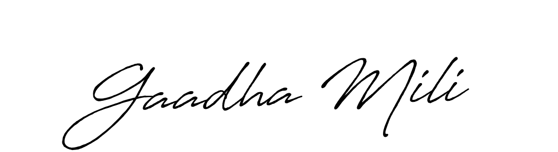 You should practise on your own different ways (Antro_Vectra_Bolder) to write your name (Gaadha Mili) in signature. don't let someone else do it for you. Gaadha Mili signature style 7 images and pictures png