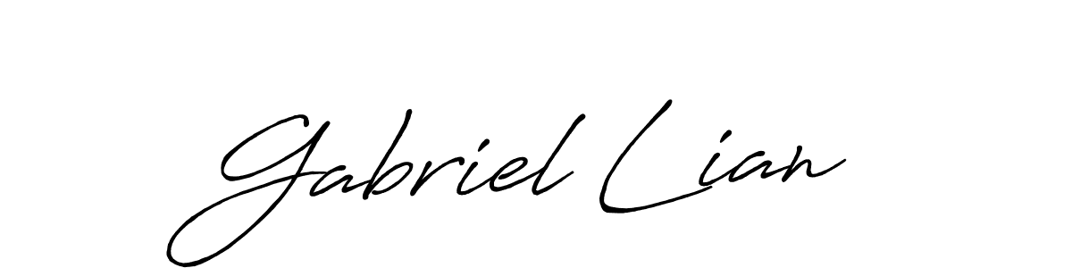 How to make Gabriel Lian name signature. Use Antro_Vectra_Bolder style for creating short signs online. This is the latest handwritten sign. Gabriel Lian signature style 7 images and pictures png