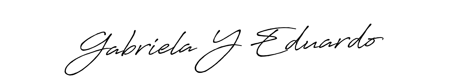 Make a beautiful signature design for name Gabriela Y Eduardo. With this signature (Antro_Vectra_Bolder) style, you can create a handwritten signature for free. Gabriela Y Eduardo signature style 7 images and pictures png