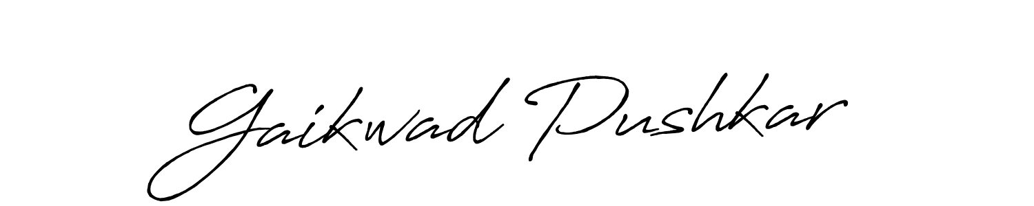 How to make Gaikwad Pushkar name signature. Use Antro_Vectra_Bolder style for creating short signs online. This is the latest handwritten sign. Gaikwad Pushkar signature style 7 images and pictures png
