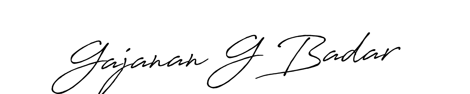 Antro_Vectra_Bolder is a professional signature style that is perfect for those who want to add a touch of class to their signature. It is also a great choice for those who want to make their signature more unique. Get Gajanan G Badar name to fancy signature for free. Gajanan G Badar signature style 7 images and pictures png