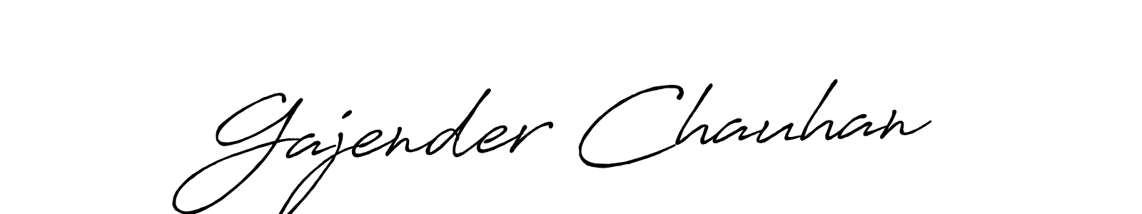 How to make Gajender Chauhan name signature. Use Antro_Vectra_Bolder style for creating short signs online. This is the latest handwritten sign. Gajender Chauhan signature style 7 images and pictures png