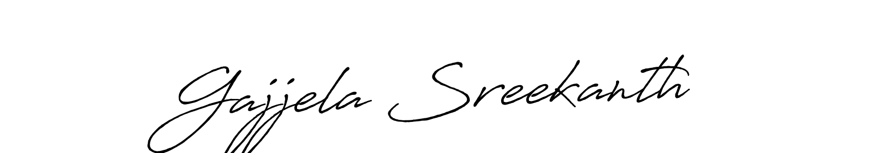 How to make Gajjela Sreekanth name signature. Use Antro_Vectra_Bolder style for creating short signs online. This is the latest handwritten sign. Gajjela Sreekanth signature style 7 images and pictures png