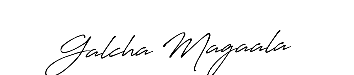 Use a signature maker to create a handwritten signature online. With this signature software, you can design (Antro_Vectra_Bolder) your own signature for name Galcha Magaala. Galcha Magaala signature style 7 images and pictures png