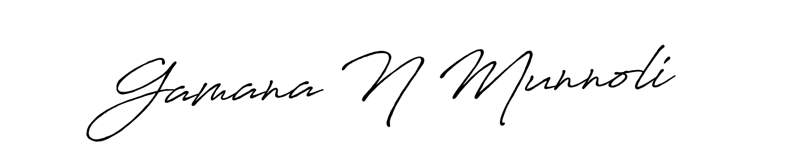 Use a signature maker to create a handwritten signature online. With this signature software, you can design (Antro_Vectra_Bolder) your own signature for name Gamana N Munnoli. Gamana N Munnoli signature style 7 images and pictures png