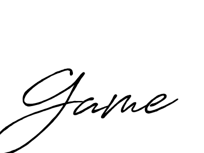 Design your own signature with our free online signature maker. With this signature software, you can create a handwritten (Antro_Vectra_Bolder) signature for name Game. Game signature style 7 images and pictures png