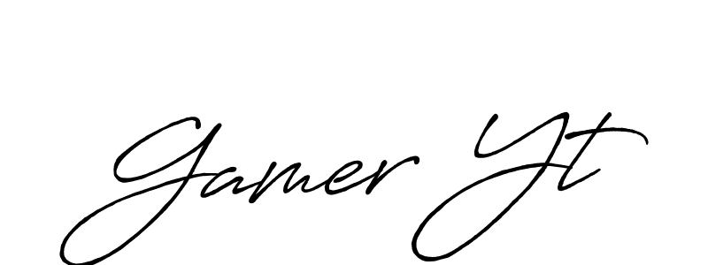 Design your own signature with our free online signature maker. With this signature software, you can create a handwritten (Antro_Vectra_Bolder) signature for name Gamer Yt. Gamer Yt signature style 7 images and pictures png