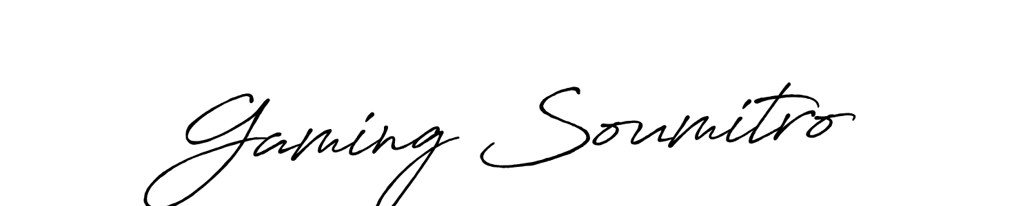 Create a beautiful signature design for name Gaming Soumitro. With this signature (Antro_Vectra_Bolder) fonts, you can make a handwritten signature for free. Gaming Soumitro signature style 7 images and pictures png