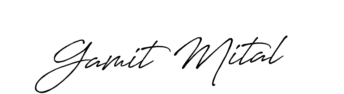 Create a beautiful signature design for name Gamit Mital. With this signature (Antro_Vectra_Bolder) fonts, you can make a handwritten signature for free. Gamit Mital signature style 7 images and pictures png