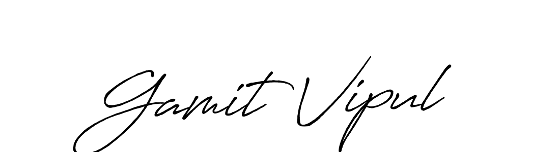 Use a signature maker to create a handwritten signature online. With this signature software, you can design (Antro_Vectra_Bolder) your own signature for name Gamit Vipul. Gamit Vipul signature style 7 images and pictures png