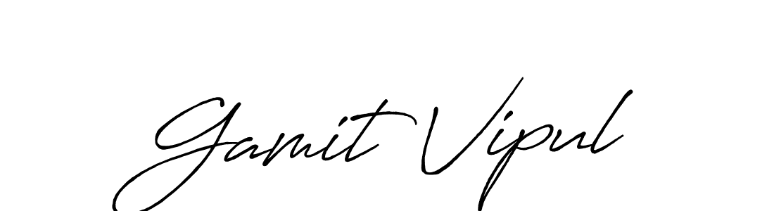 Use a signature maker to create a handwritten signature online. With this signature software, you can design (Antro_Vectra_Bolder) your own signature for name Gamit Vipul. Gamit Vipul signature style 7 images and pictures png