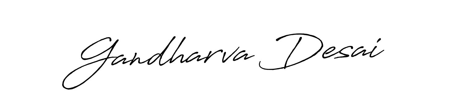 Make a beautiful signature design for name Gandharva Desai. With this signature (Antro_Vectra_Bolder) style, you can create a handwritten signature for free. Gandharva Desai signature style 7 images and pictures png