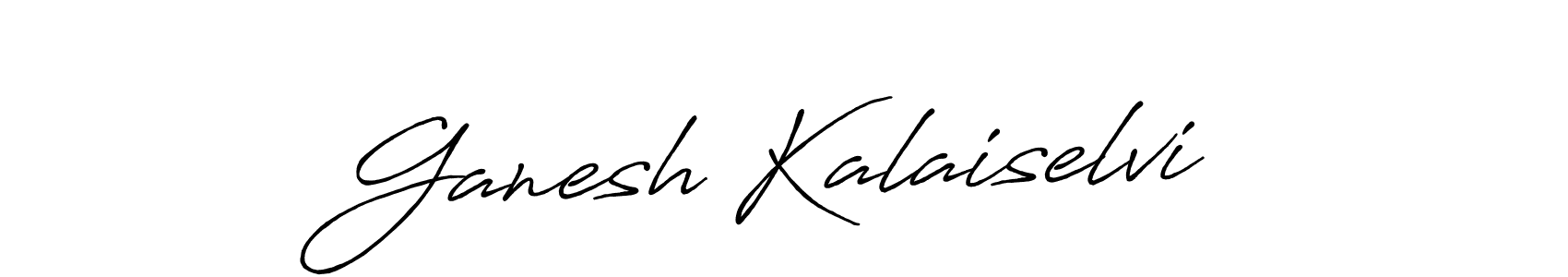 How to make Ganesh Kalaiselvi name signature. Use Antro_Vectra_Bolder style for creating short signs online. This is the latest handwritten sign. Ganesh Kalaiselvi signature style 7 images and pictures png